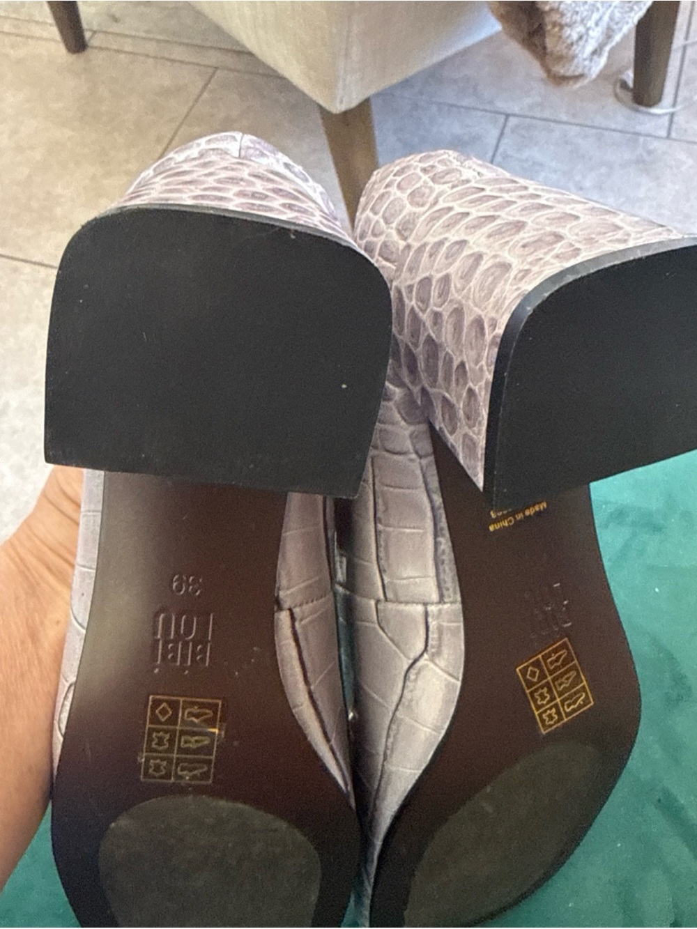 Bibi Lou Anthropologie Gray Horsebit Moc Croc Heels - Picture 12 of 14